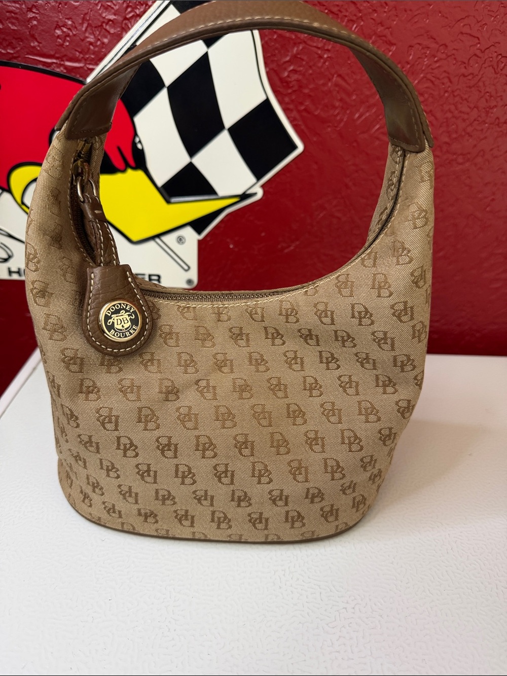 Dooney & Bourke Brown Logo Mini Hobo Shoulder Bag - Picture 3 of 9